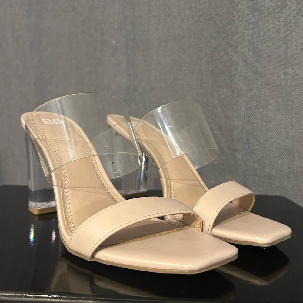 BP Naomi Clear Block Heel in Nude
